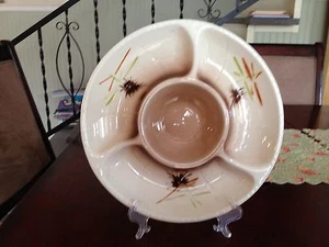 Retro California Pottery Van Nuys 3 Part Relish Condiment Dish - Picture 1 of 6