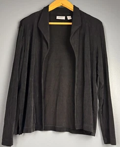 Chicos Travellers Cardigan Womens Size 2 Black Open Front Sweater - Picture 1 of 10