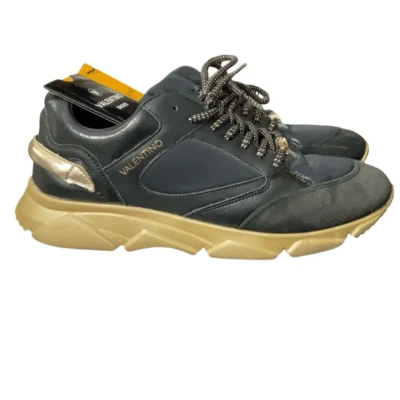 Женские дизайнерские кроссовки Valentino Mario Valentino Theo черное золото на шнуровке размер 10 - Изображение 1 из 4