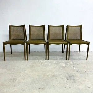 Rare Set Of 4 Mid Century John Duffecy Rattan And Green Dining Chairs - Picture 1 of 6
