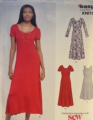 NEW 'NEW LOOK' KNIT DRESS  SEWING PATTERN K6597 SIZES 10-22 - Image 1 of 2