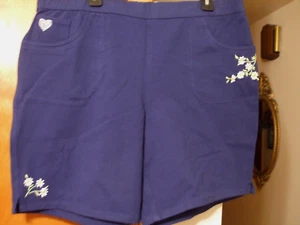 Quacker Factory DreamJeannes Daisy Embroidered 8" Shorts. QVC. A - Picture 1 of 8