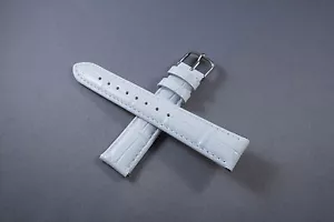 20mm White Genuine Leather Watch Band Strap Quick Release Speed Pins Men Woman - Picture 1 of 5