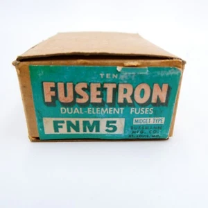 Vintage Fusetron Dual-Element-Sicherungen FNM 5 Zwerg Typ offene Box von 6 - Bild 1 von 2
