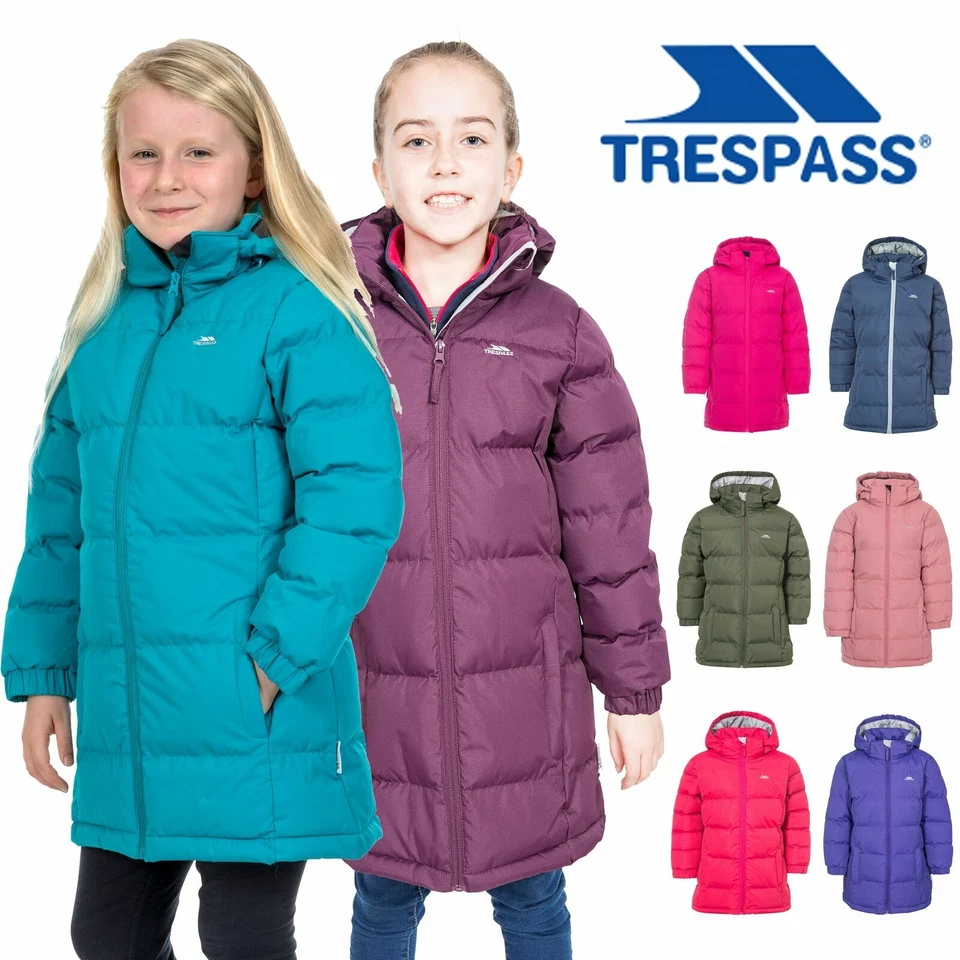Trespass Tiffy Girls Puffa Jacket Childrens Padded School Coat Childs 2-12 Years - Image 1 of 1