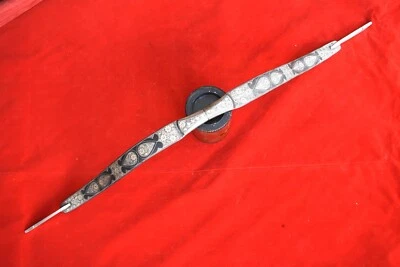 Arco e flecha vintage mogol islâmico otomano prata damasceno todo em aço decoração - Imagem 1 de 4