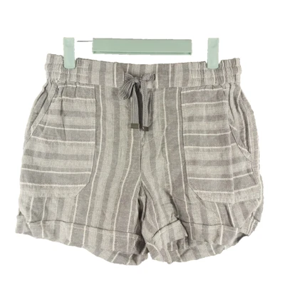 NUEVO CON ETIQUETAS $39 Style & Co Pantalones Cortos de Verano Mezcla de Lino Talla XS Tiro Medio Gris Rayas Foto 1 de 4