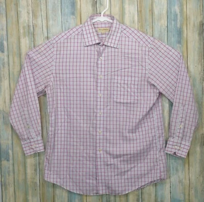 Tommy Bahama Purple Plaid Dress Shirt Size 16 32-33 Button Front Long Sleeve - Image 1 of 4