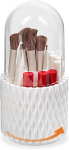 360° Rotante Porta Pennelli Make Up, Con Coperchio, Con 5 Scomparti, 11X23Cm - Foto 1 di 7