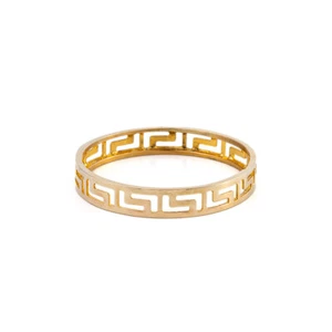 Griechischer Schlüssel Gold Band Ring, Mäanderring, griechisches Schlüsseldesign, griechischer Schmuck - Bild 1 von 5