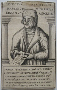 Erasmo Sarcerio (1501-1559) laúd teólogo reformador grabado en cobre Jenichén 1565 - Imagen 1 de 2