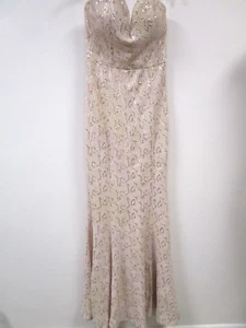 BAILEY BLUE BLUSH & GOLD SEQUIN EMBELLISHED STRAPLESS LONG DRESS SIZE L - NEW - Picture 1 of 15