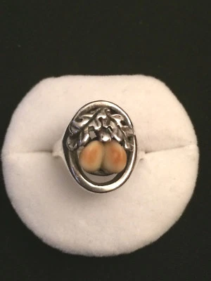 Antico anello in argento 835 tradizionale caccia foglie quercia dente Tracht A51 - Immagine 1 di 4