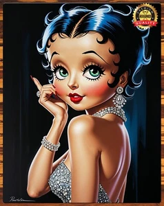 Betty Boop - Vogue - Model - Painting Signed By Artist - Metal Sign 11 x 14 - Picture 1 of 4