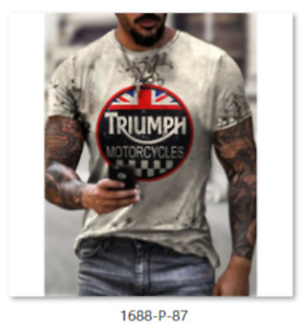 Triumph Motorbike Inspired Adult 3d Print T Shirt - New