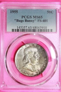 Gold Toned 1955 P MS 65 Bugs Bunny Ben Franklin Half Dollar Trueview PCGS 1188 - Picture 1 of 9