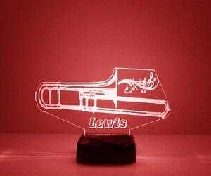Trombone Personalized LED Night Light, 16 Colors with Remote, Musician Lamp - Picture 1 of 9
