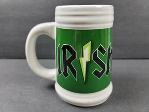 "IRISH" Shamrock White & Green Large Ceramic Mug - EUC - Picture 1 of 5