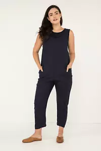 Elizabeth Suzann Clyde Jumpsuit Black Midweight Linen USA Size XL - Regular - Picture 1 of 3