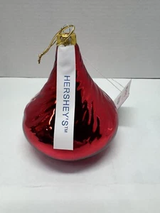 Large Hershey's Kiss Ornament 1998 Red Glass 5in original box - Picture 1 of 8