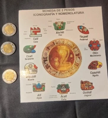 Bimetallic Mexico 2 Pesos 3 Year 3 Coin Lot Circulated World Coins  - Image 1 of 4