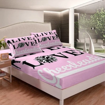 Juego de sábanas ajustables Cheer Girls Cheerleading para niños adolescentes adultos... Foto 1 de 4