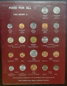 FAO Money Panel 5 MAROON 22 Münzen Food For All Agriculture United Nations F.A.O. - Bild 1 von 2