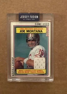 2021 Joe Montana Jersey Fusion GAME WORN PATCH from 1985 On 1982 Record breaker - Picture 1 of 4