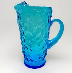 Vintage Seneca 10" Treibholz Krug - Babyblau Knister Glas Morgantown Pfau - Bild 1 von 8