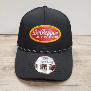 Dr Pepper Hat Cap Strap Back Black Patch Embroidered Rope Soda Advertising Mens - Picture 1 of 8
