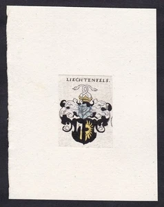 Liechtenfels Coat Of Arms Blazon Heraldry Copper Engraving 17th Century - Picture 1 of 1