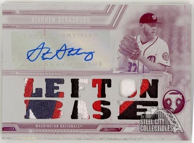 Tarjeta automática parche placa blanca Stephen Strasburg 2020 Topps Triple Threads 1/1 Foto 1 de 2