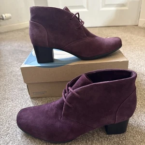 Clarks Unstructured Woman Leather /Suede Ankle Boots Size UK 6D Brand New - Picture 1 of 15