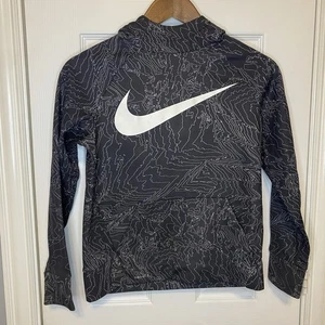 Nike Dri Fit Logo Pullover Hoodie Sweatshirt Long Sleeve Black Boys Medium - Picture 1 of 2