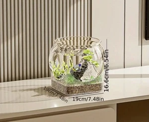 Shatterproof PE Fish Bowl with Vibrant Underwater Plant Design for Small Fish - Picture 1 of 3