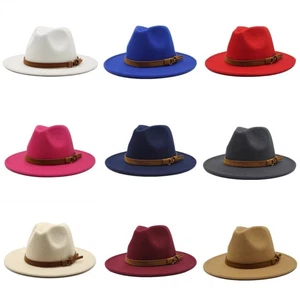 Elegant Formal Hat Men Women Wide Brim Jazz Cap Party Prom Wool Hat Adult - Picture 1 of 33