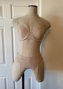 Natori BLISS PERFECTION Cafe Nude Beige Ungefüttert UW BH 32D & V-Kini Einheitsgröße - Bild 1 von 11