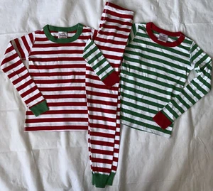 HANNA ANDERSSON Red Green Striped Long John Pajamas Size 130 (8) Lot - Picture 1 of 5