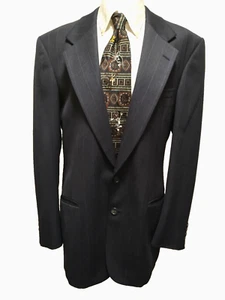 Vtg Perry Ellis Mens Gray Striped Virgin Wool Made in USA Sport Coat Blazer 42R? - Picture 1 of 15