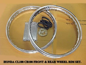 Fit HONDA CB100 CL100 FRONT 18" / REAR 18" WHEEL RIM SET STEEL +SPOKE 72 Pcs. - Picture 1 of 7