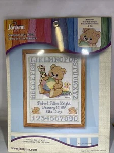 Tobin Janlynn Stamped Birth Sampler Cross Stitch Kit 11"X14"-Bear - NEW - Picture 1 of 8