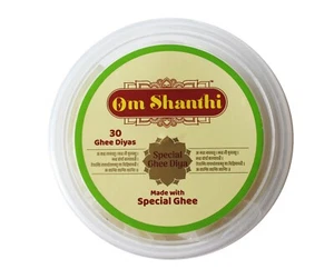 Om Shanthi Special Ghee Diyas - 30 Nos/Pack - 20 to 30 Minutes Burn Time/Diya - Picture 1 of 2