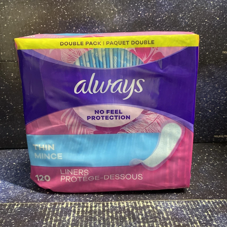 Always Thin Unscented Daily Liners Wrapped Regular Absorbency 120 Count