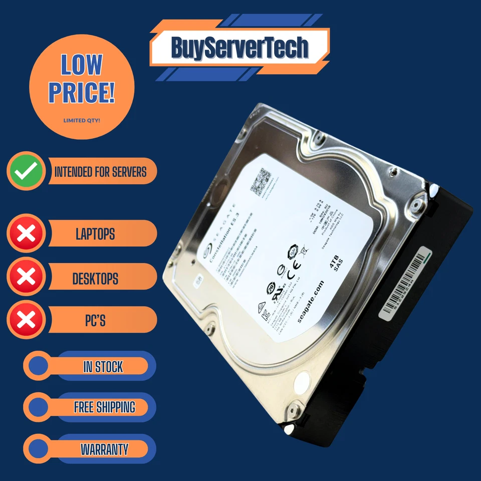 Seagate ST4000NM0023 4TB 7.2K 6Gb/s SAS 3.5" HDD | Constellation ES.3 | 1Yr Warr - Image 1 of 4