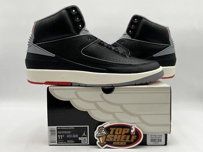 Novo Air Jordan 2 Cimento Preto 2023 Tamanho 11.5 Raro Retrô Autêntico Preto Alto MJ  - Imagem 1 de 4