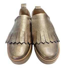 POMME D'OR Italy Gold Metallic Leather Dress Shoes Womens Sz 38 US 7.5 24.5 cm - Picture 1 of 7