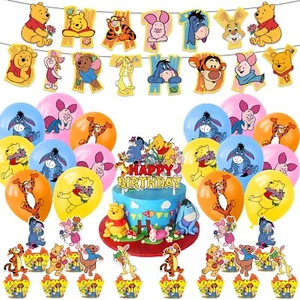 Winnie The Pooh Theme Birthday Party Decorate Set,Banner Balloons Cake Toppers - Picture 1 of 6