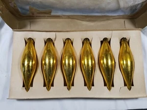 Vintage Set of 6 Gold Coby Christmas Icicle Ornaments Orig Box Made in USA - Picture 1 of 7