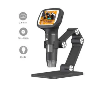 Microscopio Digital 2.4" 1600X Lupa con Soporte 8 LED para Reparación de Soldadura - Imagen 1 de 12