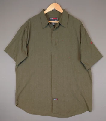 VINTAGE 2000s Y2K Split Button Up Shirt Olive Green Men's Large - Image 1 of 4